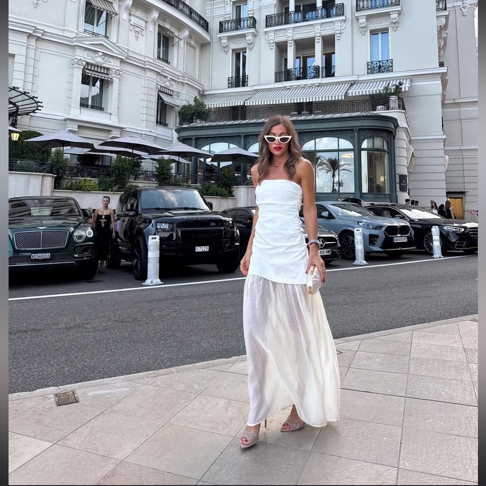 ZARA COMBINATION STRAPLESS MIDI DRESS